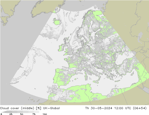 Cloud cover (middle) UK-Global Th 30.05.2024 12 UTC