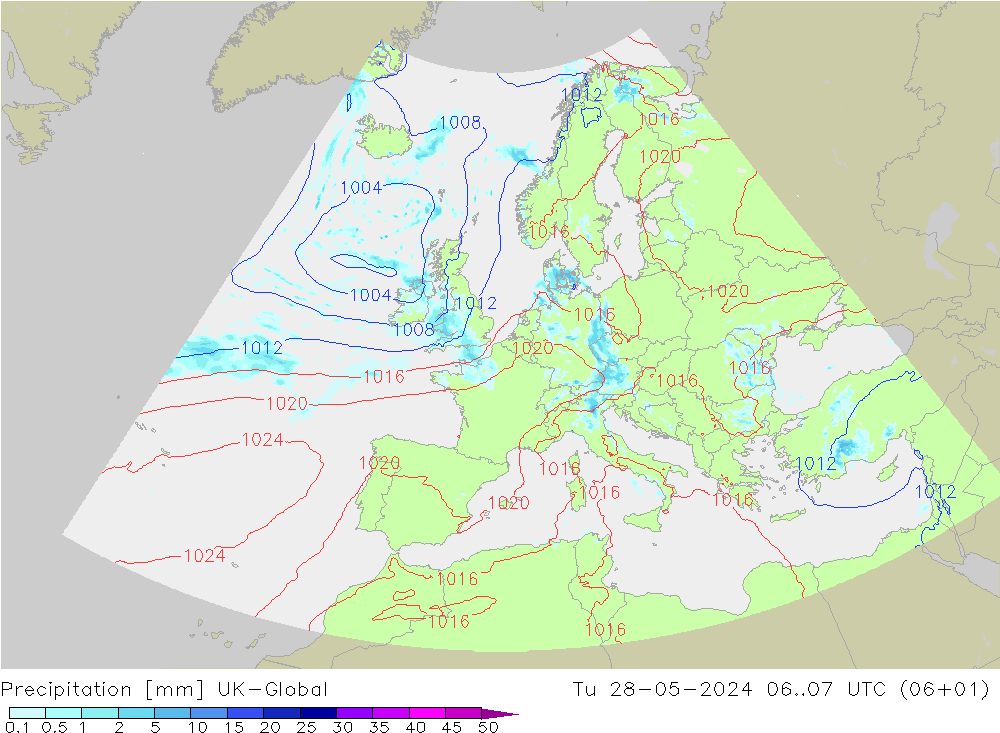 Niederschlag UK-Global Di 28.05.2024 07 UTC