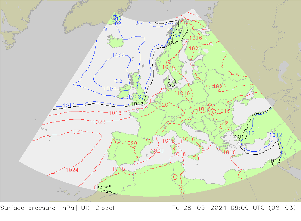 pression de l'air UK-Global mar 28.05.2024 09 UTC