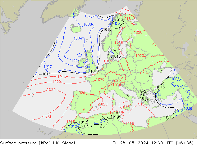 地面气压 UK-Global 星期二 28.05.2024 12 UTC