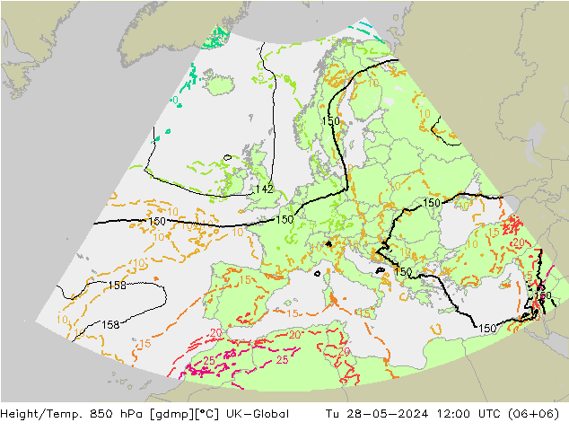 Height/Temp. 850 hPa UK-Global Ter 28.05.2024 12 UTC