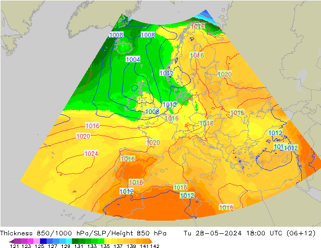 Thck 850-1000 hPa UK-Global Tu 28.05.2024 18 UTC