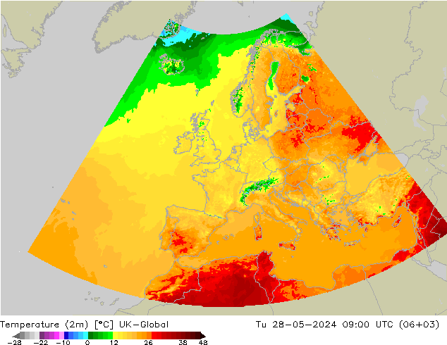 Temperatura (2m) UK-Global Ter 28.05.2024 09 UTC