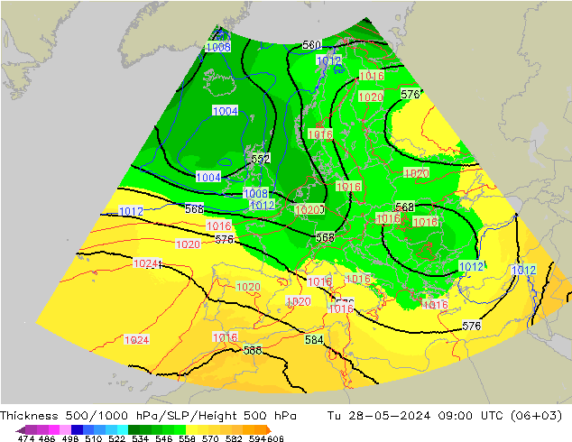 Thck 500-1000hPa UK-Global  28.05.2024 09 UTC