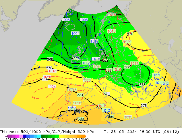 Thck 500-1000hPa UK-Global mar 28.05.2024 18 UTC