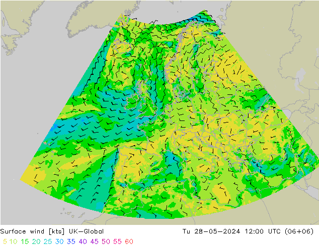 Surface wind UK-Global Tu 28.05.2024 12 UTC