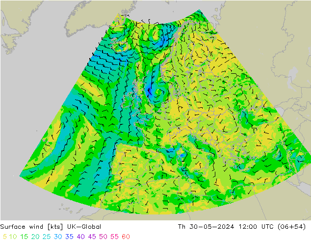 ветер 10 m UK-Global чт 30.05.2024 12 UTC