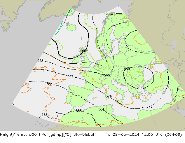 Yükseklik/Sıc. 500 hPa UK-Global Sa 28.05.2024 12 UTC