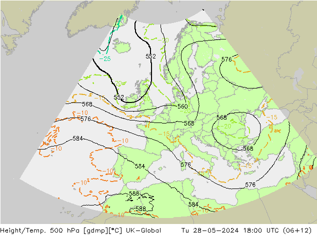 Geop./Temp. 500 hPa UK-Global mar 28.05.2024 18 UTC