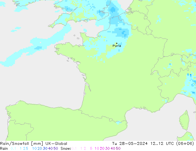 Regen/Schneefall UK-Global Di 28.05.2024 12 UTC