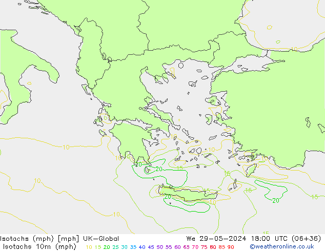 Eşrüzgar Hızları mph UK-Global Çar 29.05.2024 18 UTC