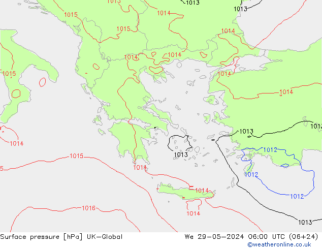 pressão do solo UK-Global Qua 29.05.2024 06 UTC