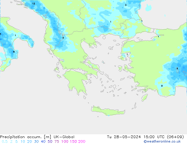 Toplam Yağış UK-Global Sa 28.05.2024 15 UTC