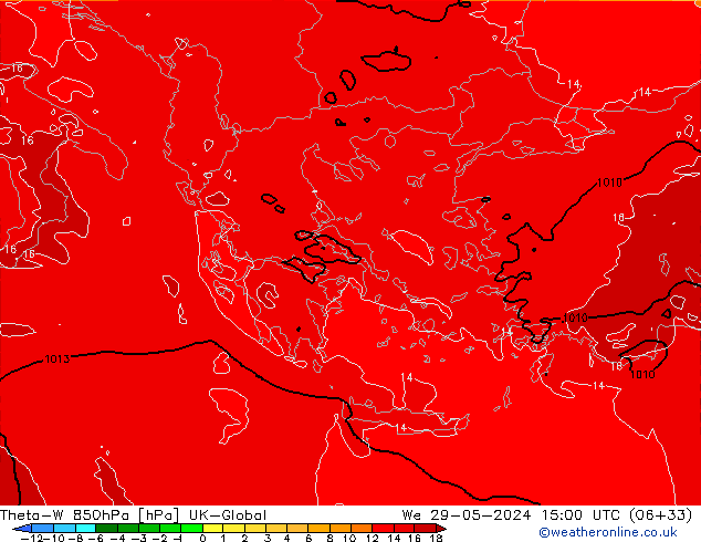 Theta-W 850hPa UK-Global Mi 29.05.2024 15 UTC