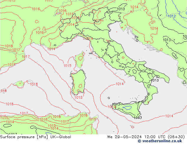 Yer basıncı UK-Global Çar 29.05.2024 12 UTC