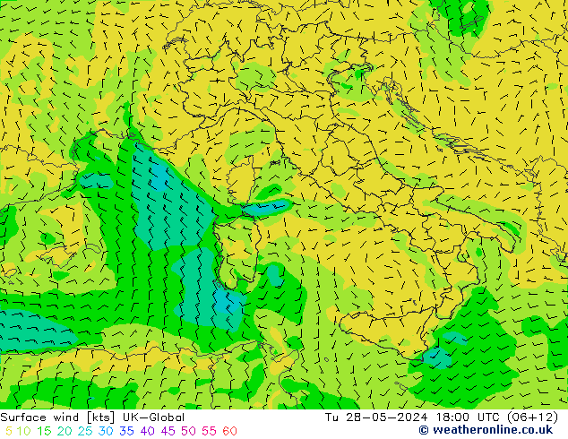 Wind 10 m UK-Global di 28.05.2024 18 UTC