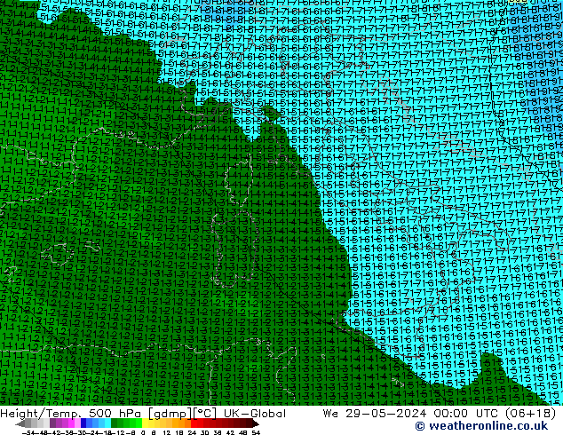 Height/Temp. 500 hPa UK-Global Qua 29.05.2024 00 UTC