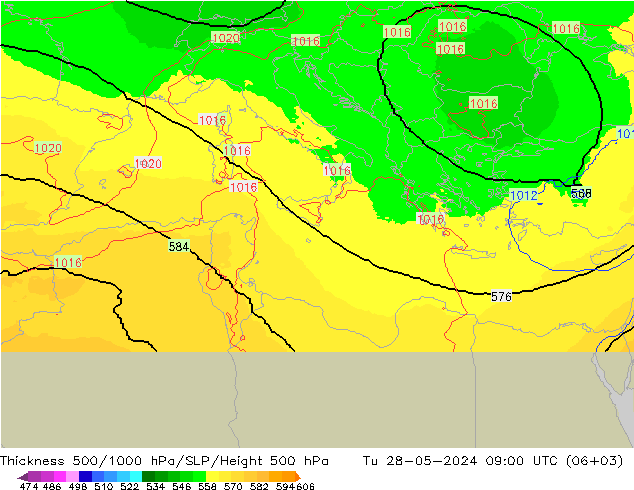 Thck 500-1000hPa UK-Global wto. 28.05.2024 09 UTC