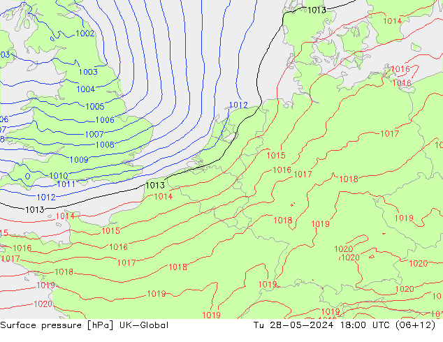 Pressione al suolo UK-Global mar 28.05.2024 18 UTC