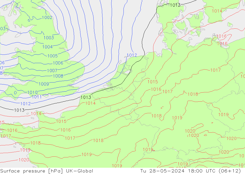 Luchtdruk (Grond) UK-Global di 28.05.2024 18 UTC