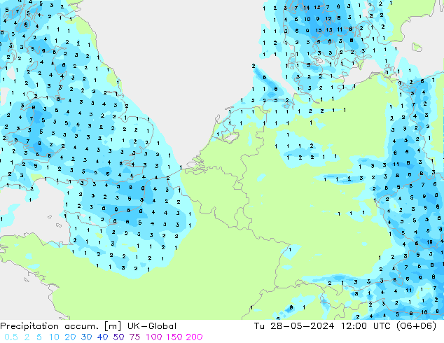 Precipitación acum. UK-Global mar 28.05.2024 12 UTC