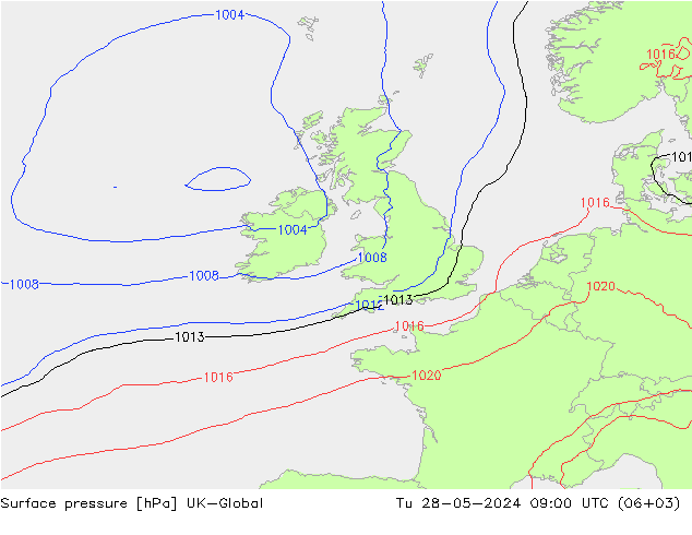 Surface pressure UK-Global Tu 28.05.2024 09 UTC