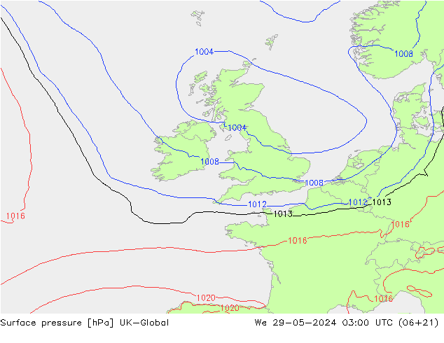 Luchtdruk (Grond) UK-Global wo 29.05.2024 03 UTC