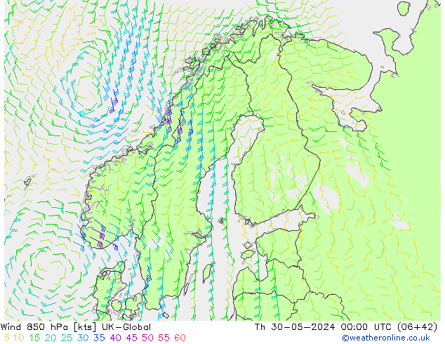 Rüzgar 850 hPa UK-Global Per 30.05.2024 00 UTC