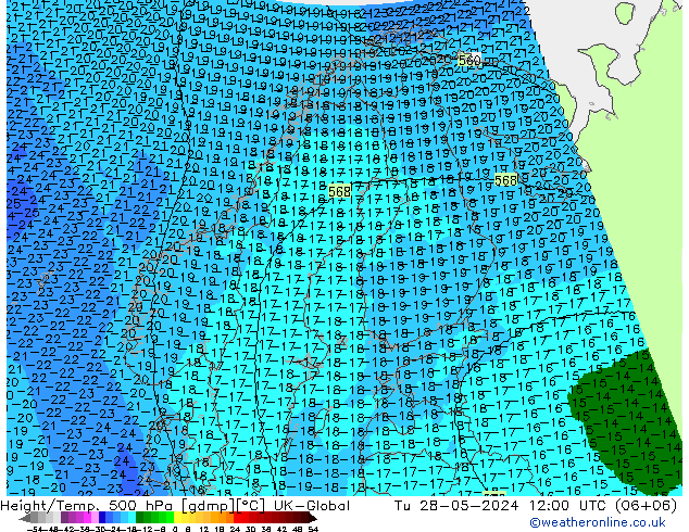 Height/Temp. 500 hPa UK-Global Tu 28.05.2024 12 UTC