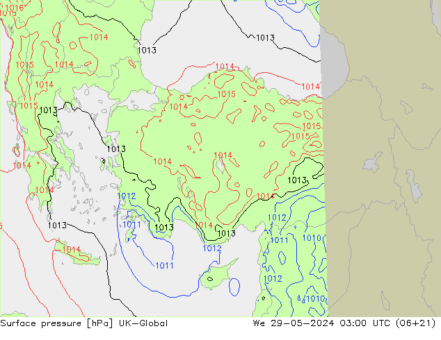 Yer basıncı UK-Global Çar 29.05.2024 03 UTC