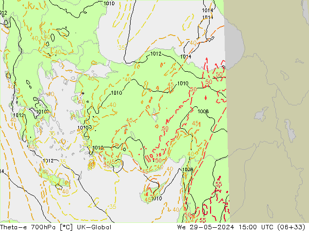 Theta-e 700гПа UK-Global ср 29.05.2024 15 UTC