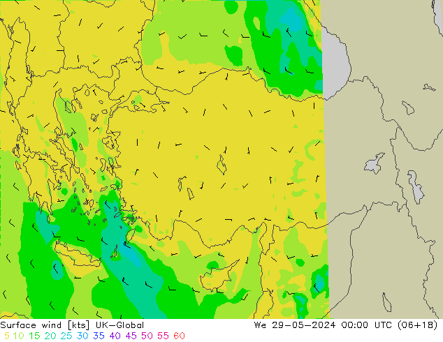 Surface wind UK-Global We 29.05.2024 00 UTC