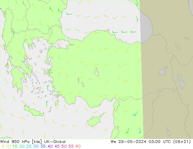 Rüzgar 850 hPa UK-Global Çar 29.05.2024 03 UTC