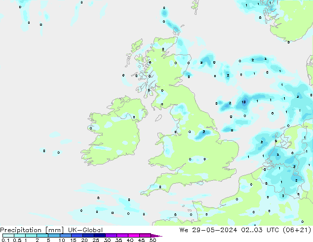 Precipitazione UK-Global mer 29.05.2024 03 UTC