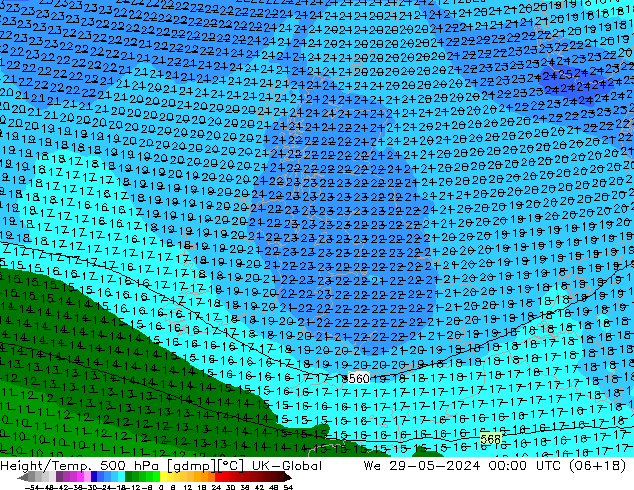 Geop./Temp. 500 hPa UK-Global mié 29.05.2024 00 UTC