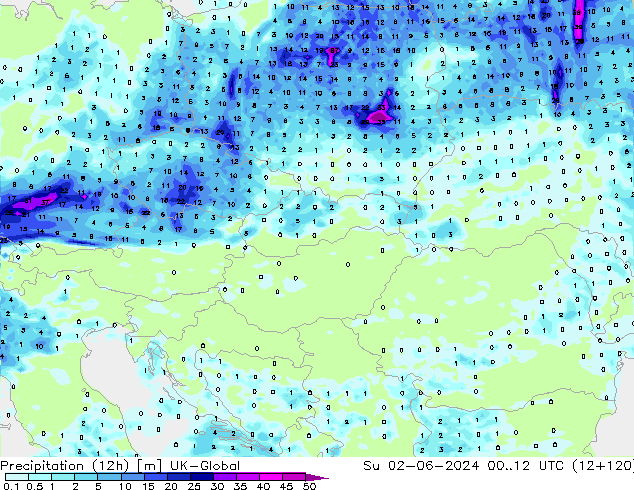 Precipitação (12h) UK-Global Dom 02.06.2024 12 UTC