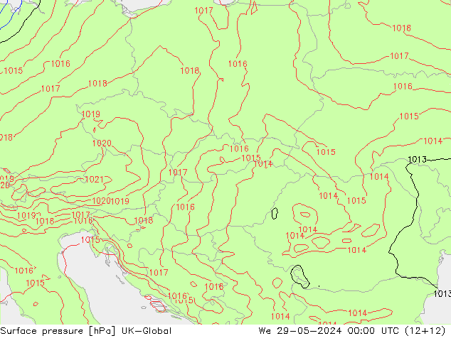 Presión superficial UK-Global mié 29.05.2024 00 UTC