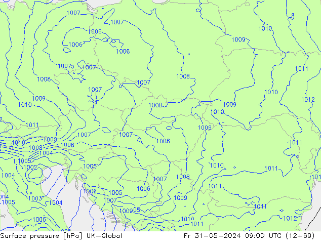 Luchtdruk (Grond) UK-Global vr 31.05.2024 09 UTC