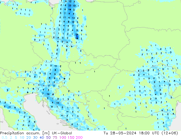 Precipitation accum. UK-Global вт 28.05.2024 18 UTC
