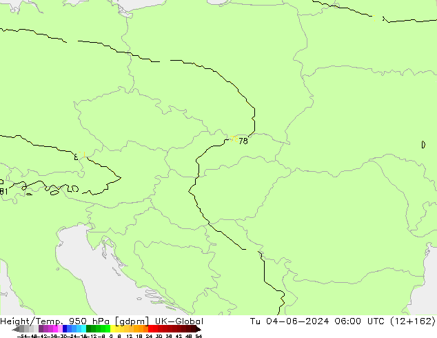 Height/Temp. 950 hPa UK-Global mar 04.06.2024 06 UTC