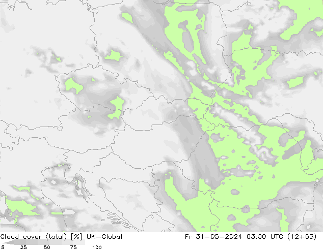 Cloud cover (total) UK-Global Pá 31.05.2024 03 UTC