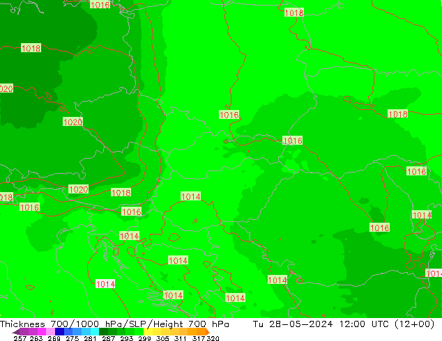 Thck 700-1000 hPa UK-Global mar 28.05.2024 12 UTC