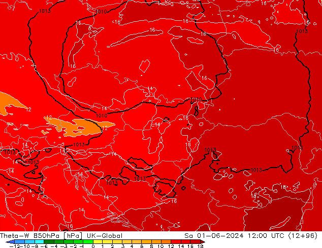 Theta-W 850hPa UK-Global Sa 01.06.2024 12 UTC