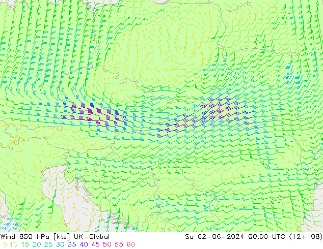 Vent 850 hPa UK-Global dim 02.06.2024 00 UTC