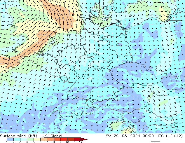  10 m (bft) UK-Global  29.05.2024 00 UTC
