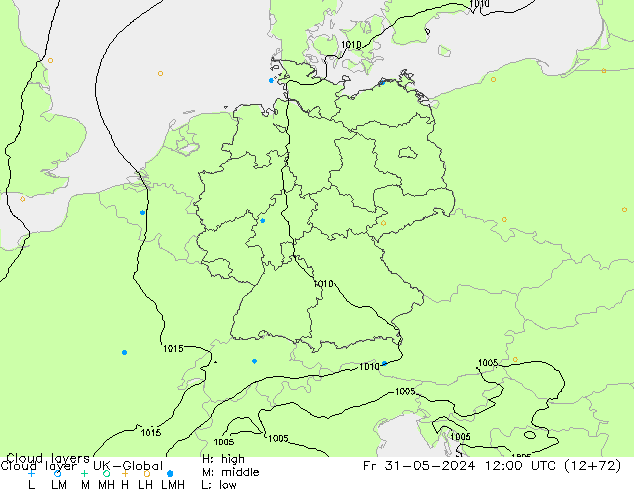 Wolkenschichten UK-Global Fr 31.05.2024 12 UTC