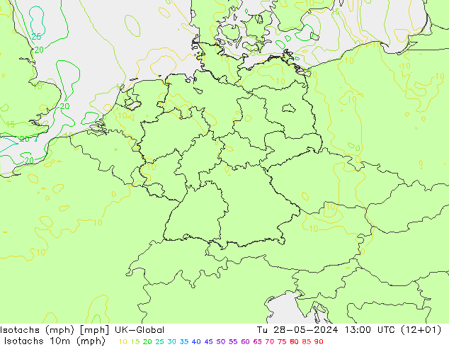 Isotachs (mph) UK-Global  28.05.2024 13 UTC