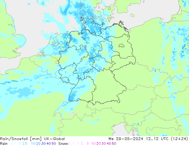 Rain/Snowfall UK-Global We 29.05.2024 12 UTC