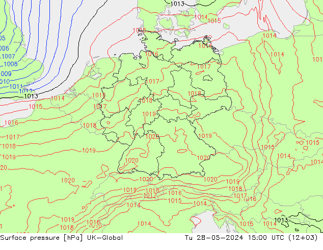 приземное давление UK-Global вт 28.05.2024 15 UTC