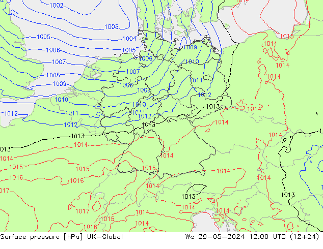 Surface pressure UK-Global We 29.05.2024 12 UTC